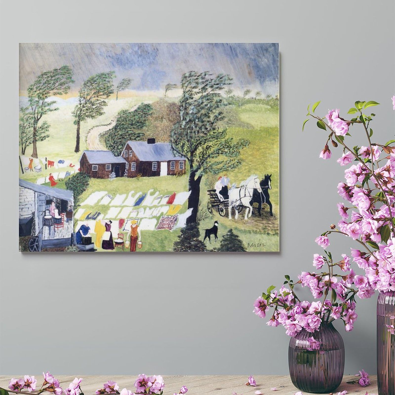 Amazon.com: Grandma Moses Taking in The Laundry Art Prints Framed